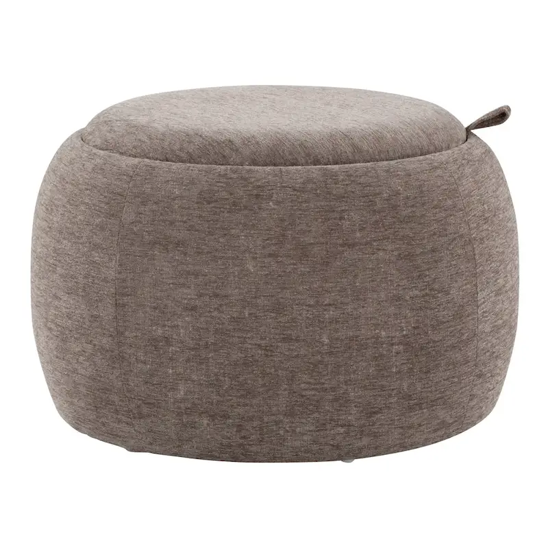Carson Carrington Astrid Pouf with Natural Wood Tray Top