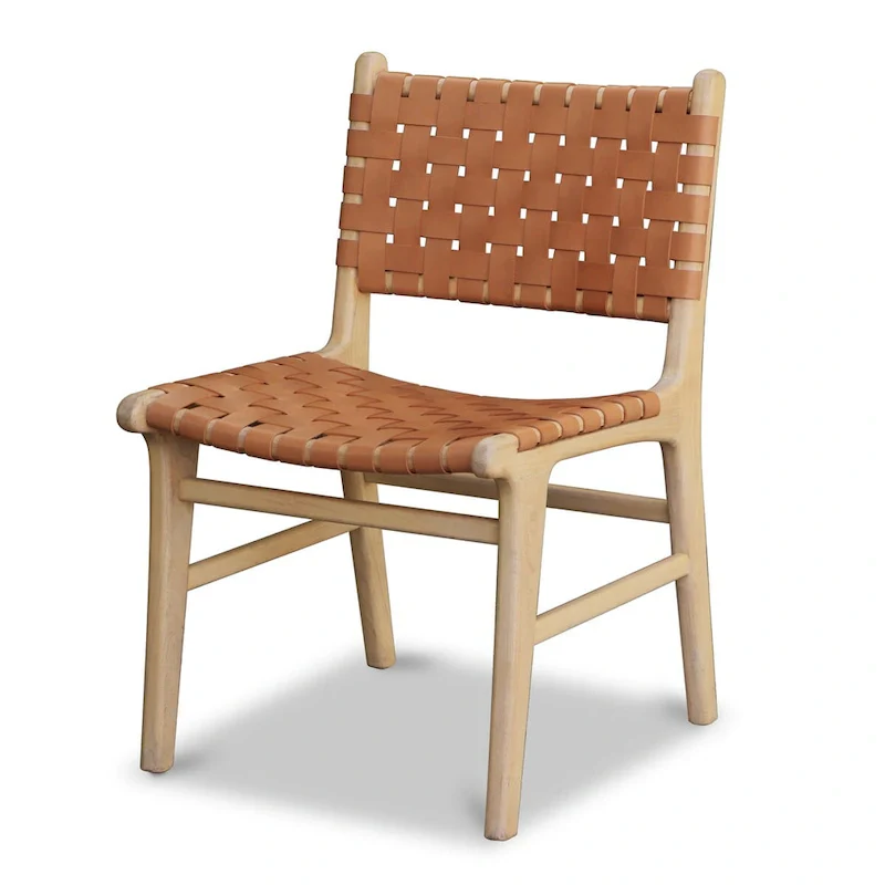 Banda Teak & Leather Dining Chair - Solid Teak Wood Frame