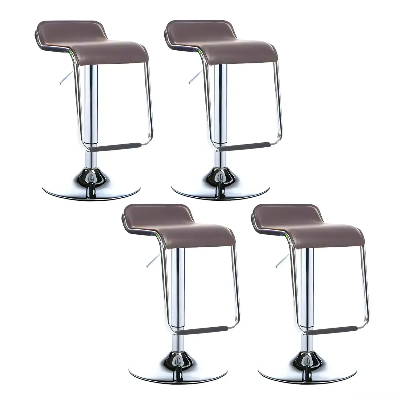 Modern Pedestal Swivel Bar Stool Adjustable Height Low Back Faux Leather
