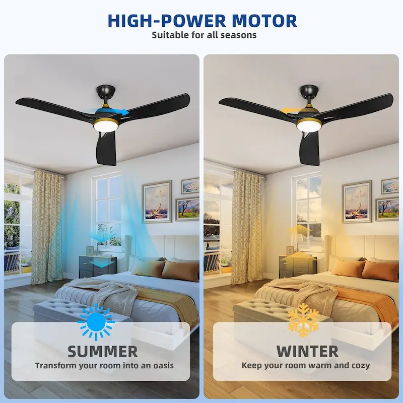 Moasis 56 ack Gold Ceiling Fan 3-Blade Modern Smart Reversible Ceiling Fan