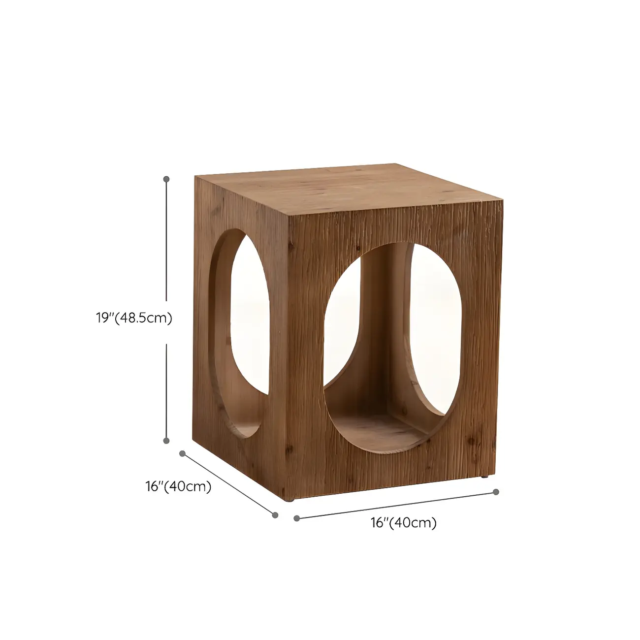 Elegant Geometric Wooden Block Accent Side Table