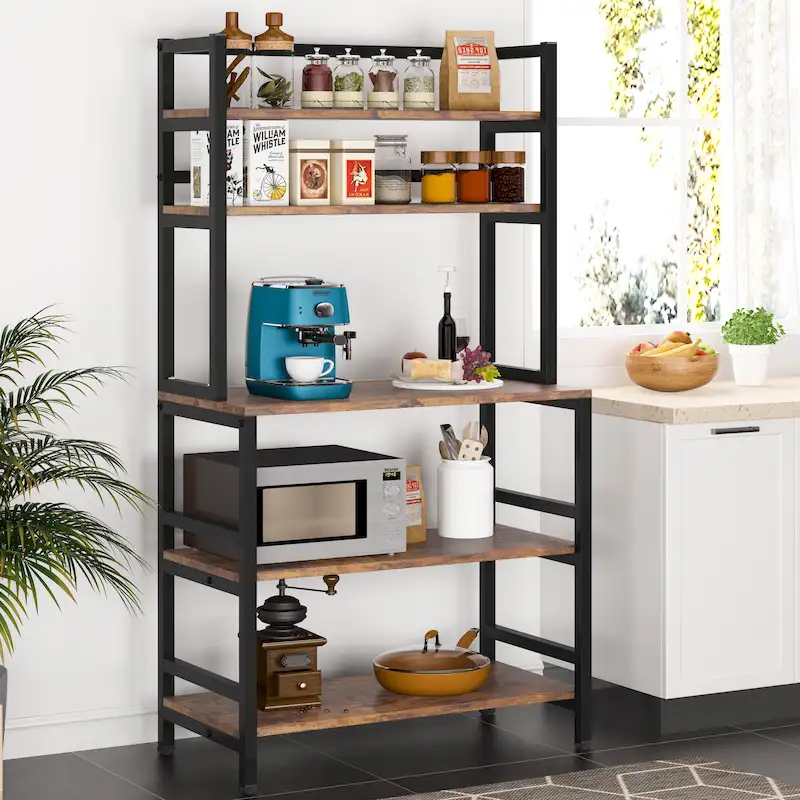 5-Tier Kitchen Bakers Rack with Hutch,Utility Storage Shelf - 31.5 x 15.75 x 62.99 inches