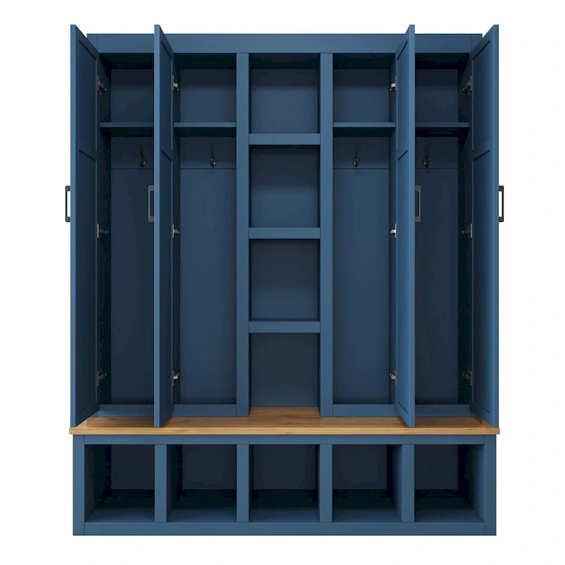 Farmhouse-Style 4-in-1 Hall Tree with Mudroom Bench