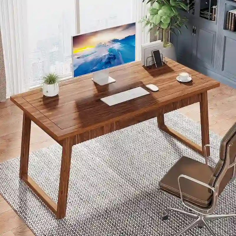 Executive Desk, Computer Desk with Drawer, Solid Wood