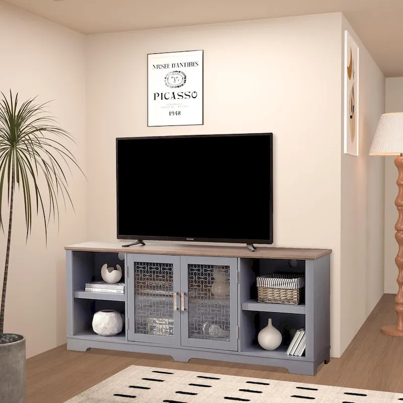 Roomfitters Modern Farmhouse TV Media Stand, Barn-Inspired Home Entertainment Console