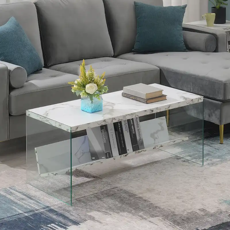 Convenience Concepts SoHo Glass Coffee Table with Shelf