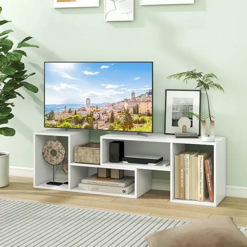 Costway 2 PCS Adjustable TV Stands with Storage Cubes for TVs up to 55 - See Details