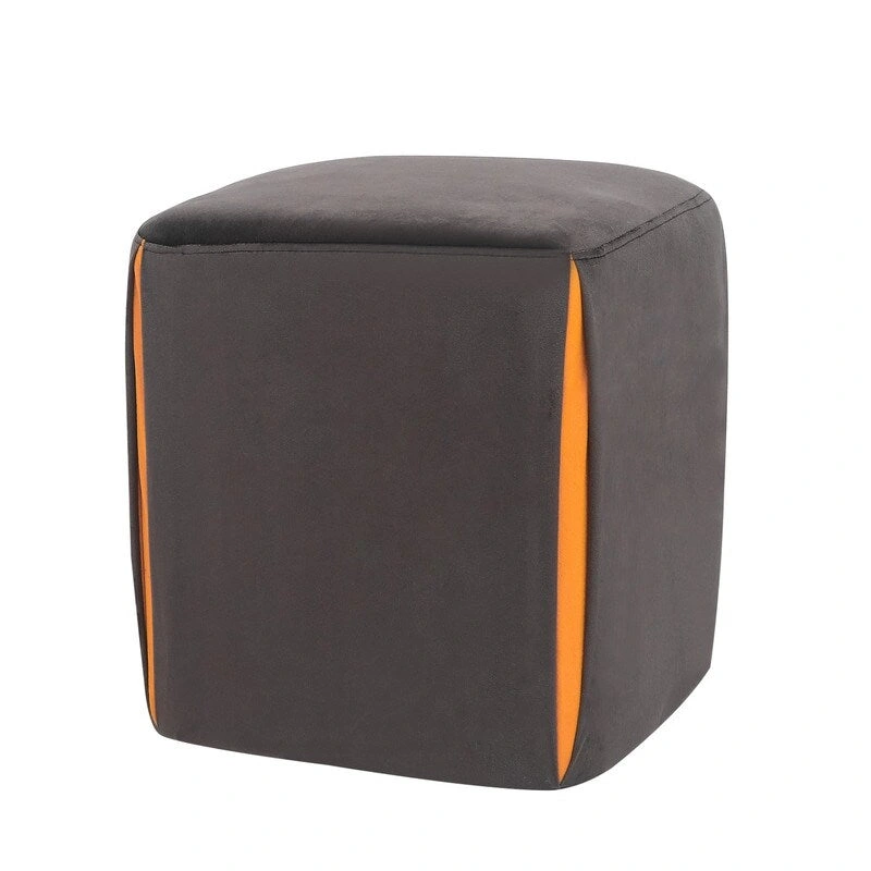 Adeco 14 Small Ottoman Footrest Stool- Velvet Seating Stool Ottoman