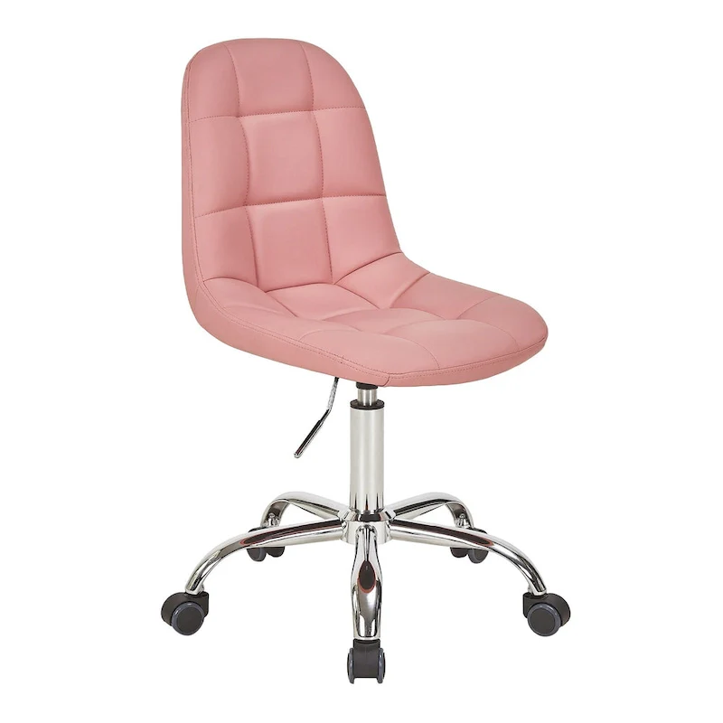 Armless Home Office Chair, Height Adjustable Computer Desk Chair with Wheels