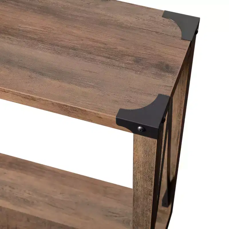 Engineered Wood Modern Farmhouse Entryway Console Table with Metal Accents
