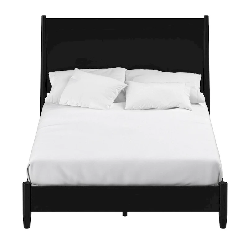 Alpine Furniture Flynn Mid Century Modern Panel Bed, Black