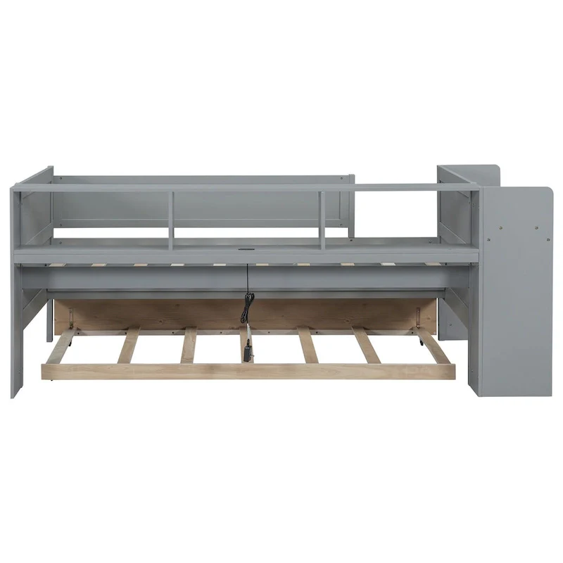 Multi-Functional Twin Daybed with Drawers and Trundle, Headboard Storage and Tables, USB Charging Station