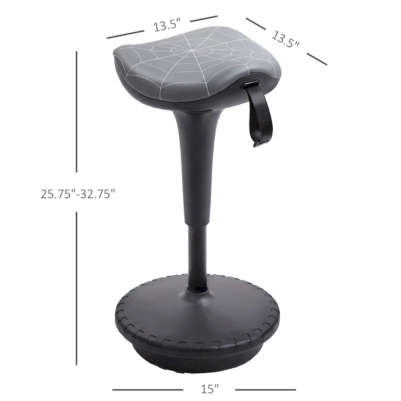 Lift Wobble Stool Standing Desk Chair 360-deg Swivel, Tilting, with Adjustable Height and Saddle Seat, Grey