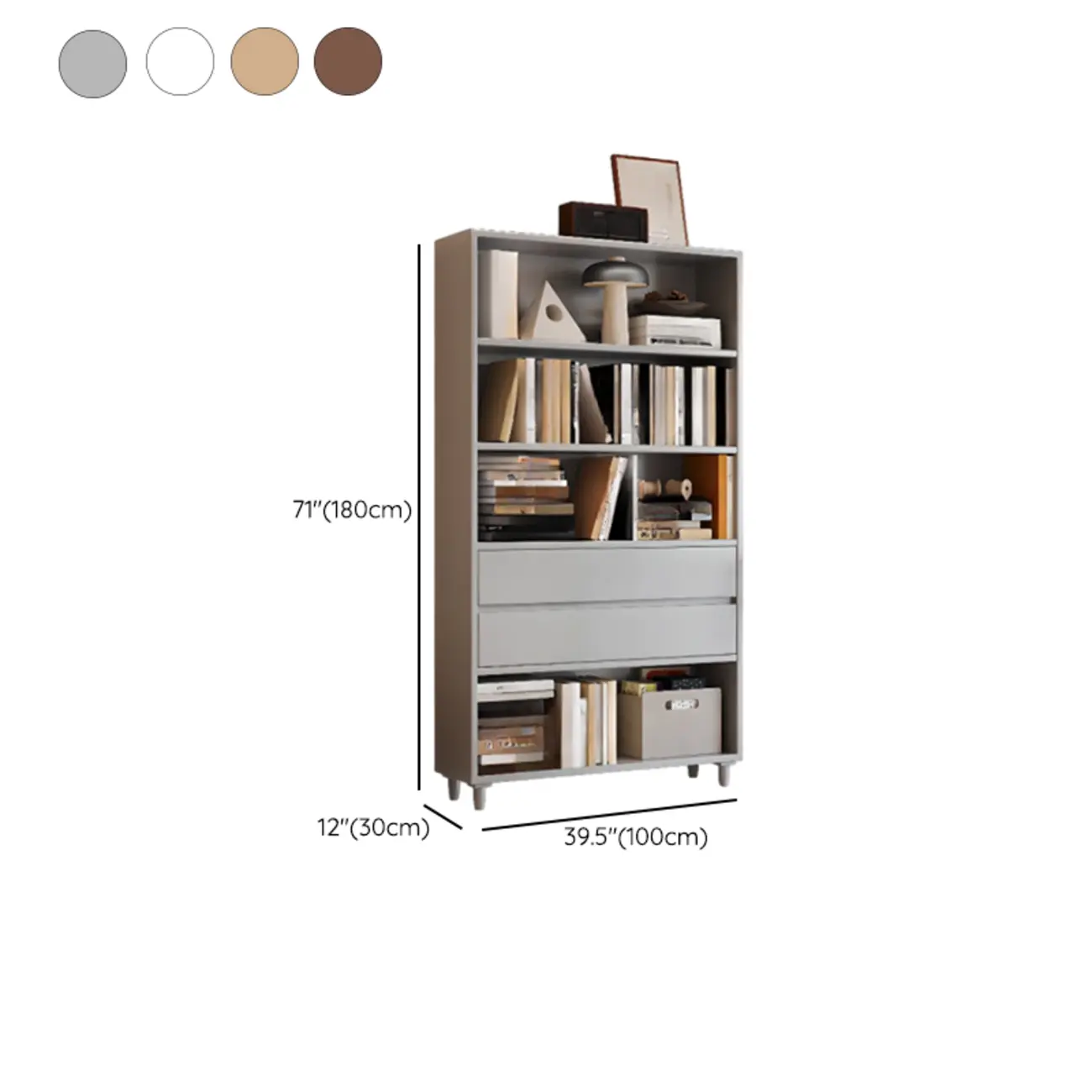 Spacious Versatile Vertical Brown Wood Bookcase with Drawers