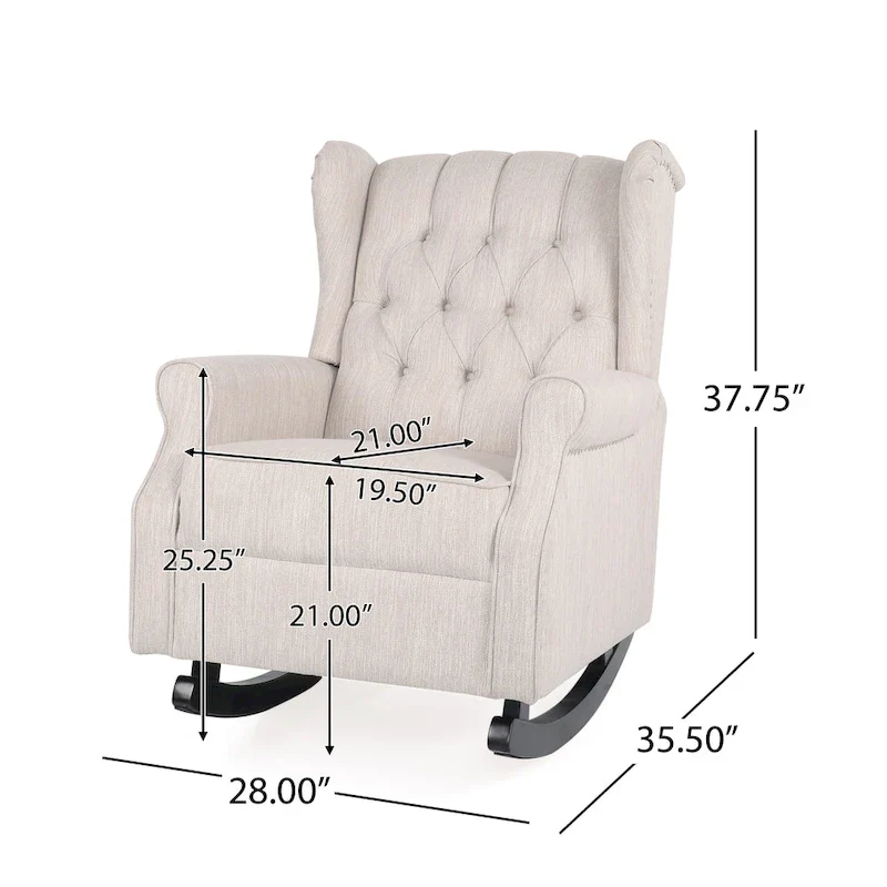 Dobles Fabric Tufted Wingback Rocking Chair by