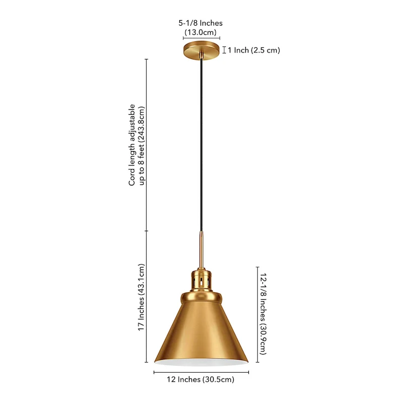 Zeno 12  Wide Pendant with Metal Shade