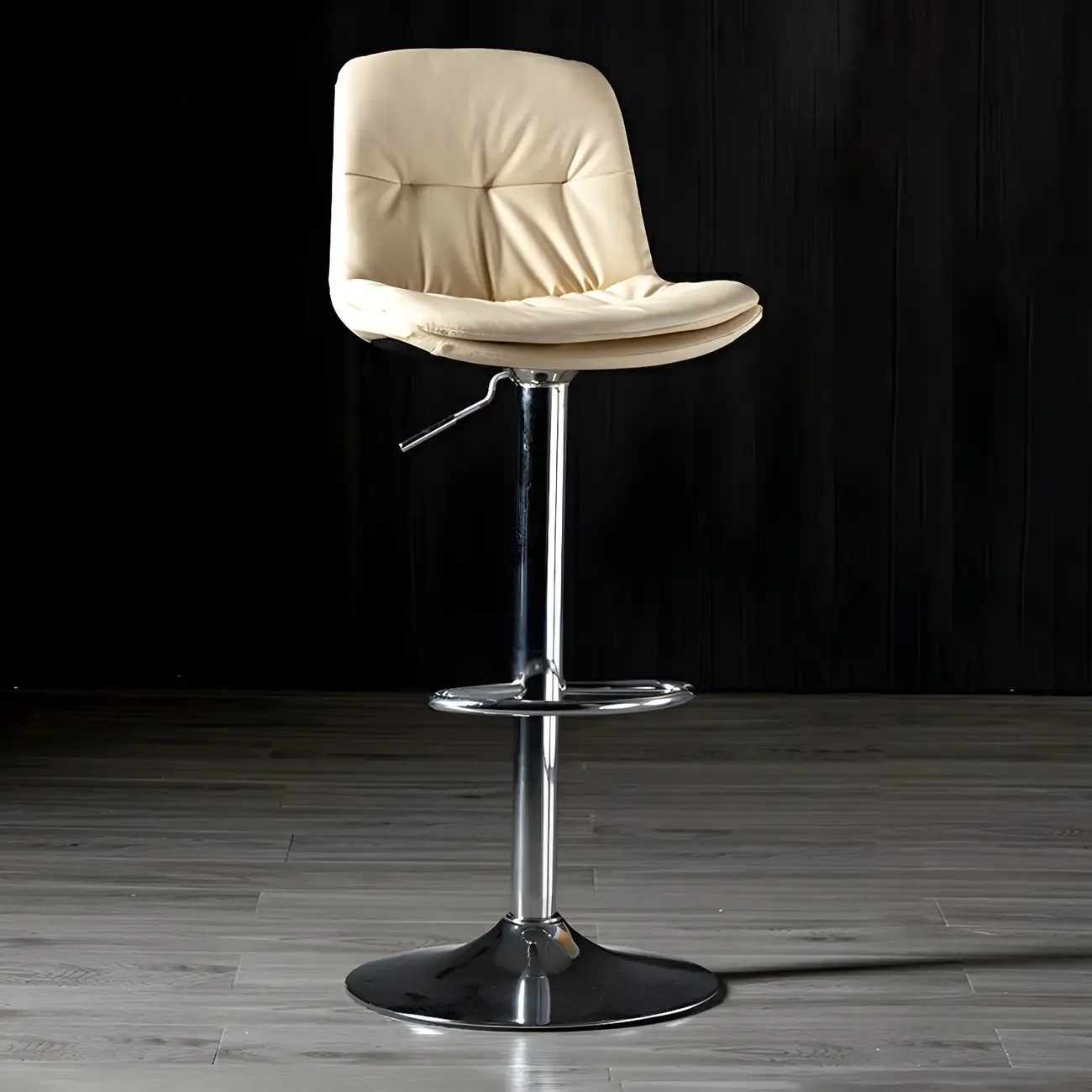 Adjustable Leather Low Back Swivel Bar Stool