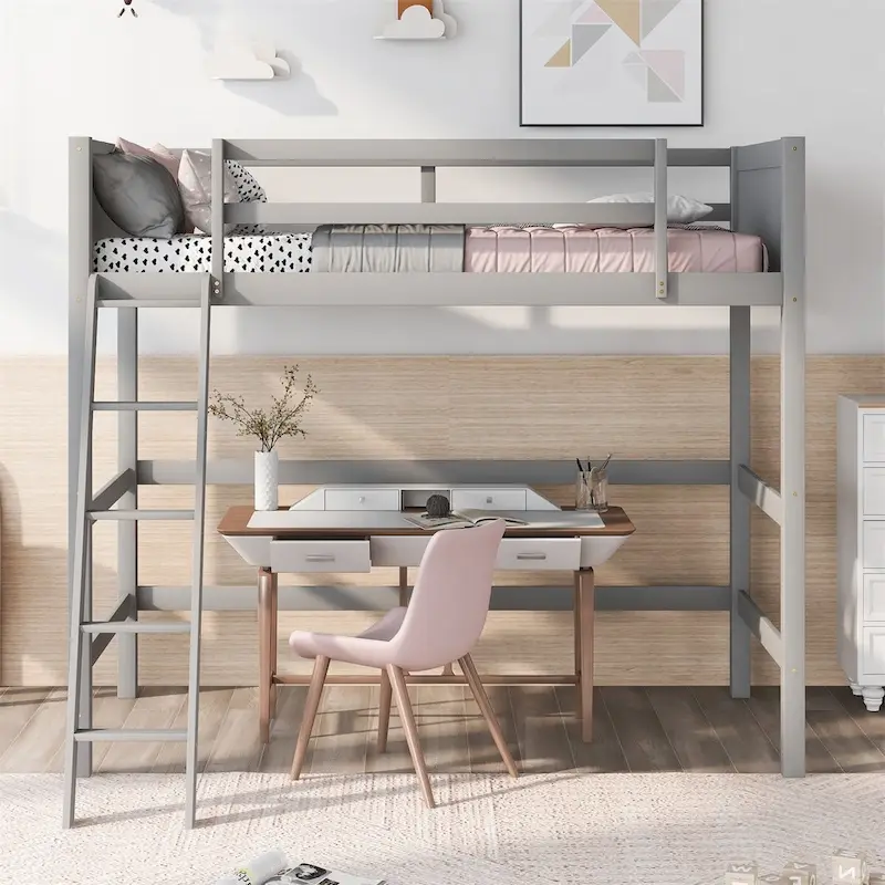 Merax Solid Wood Twin Size Loft Bed with Ladder