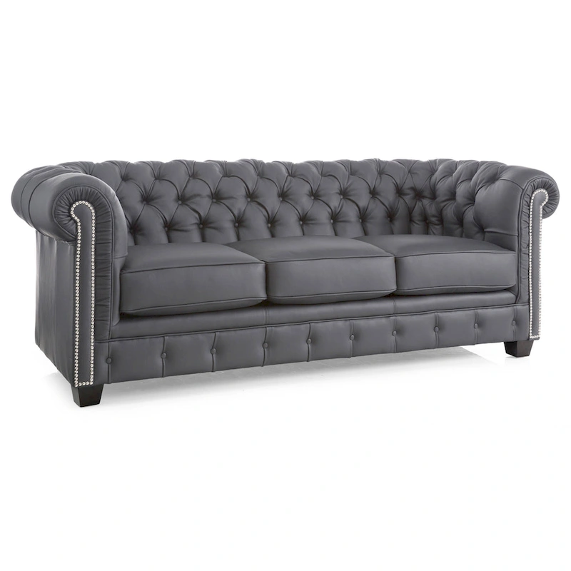 Hancock Tufted Top Grain Italian Leather Chesterfield Sofa - 31 H x 86 W x 40 D