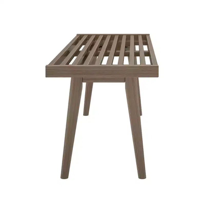 Mid-Century Solid Wood Bench – Black/Clay/Natural/Pecan/Teal/Walnut/White/Yellow – Seats 1