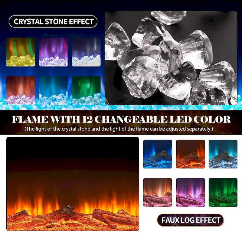 80 Fireplace TV Stand, Entertainment Center with 50 Electric Fireplace