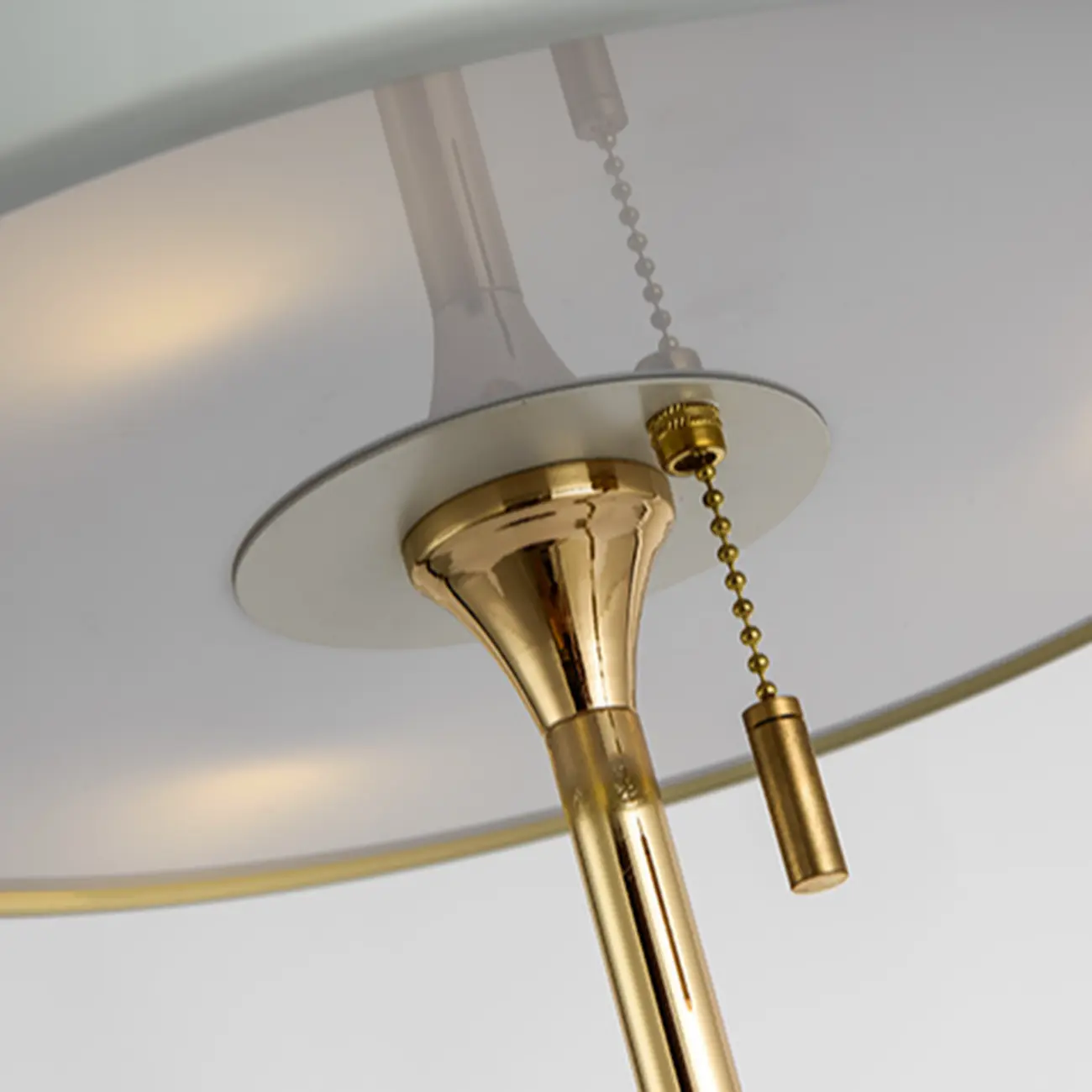 Gold Geometric Bedside Lamp with Pull Chain Switch