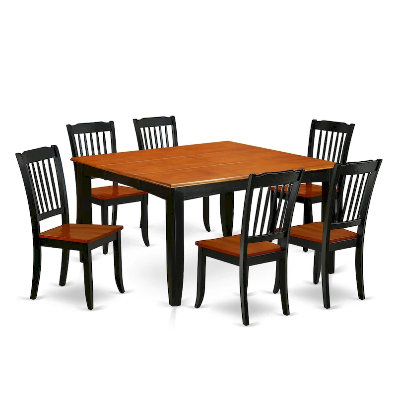 East West Furniture Kitchen Table Set Includes a Square Dining Table with Butterfly Leaf and Dining Chairs (Pieces Options)