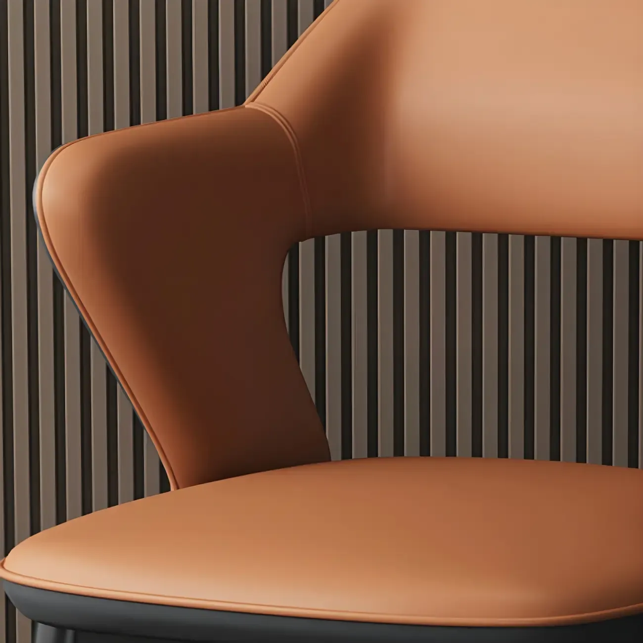 Modern Armchair Open Back Faux Leather Dining Chair