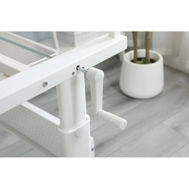 Hand Crank Adjustable Drafting Drawing Table with Stool and 2 Drawers
