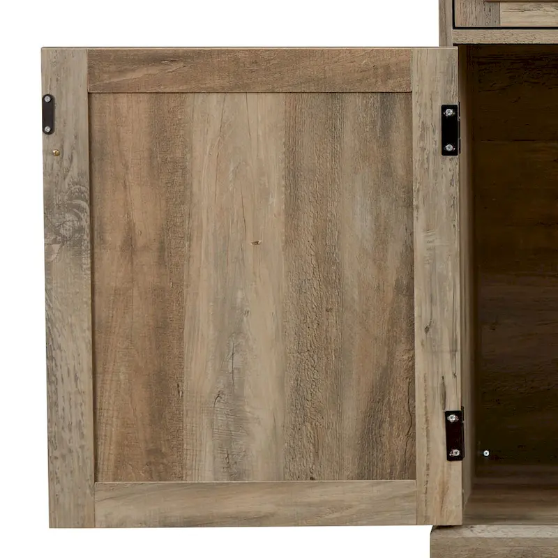 Classic Farmhouse Style Wooden Sideboard with Removable Wine Racks