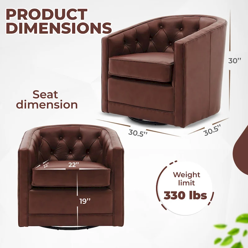 Walsh Top Grain Leather Swivel Chair