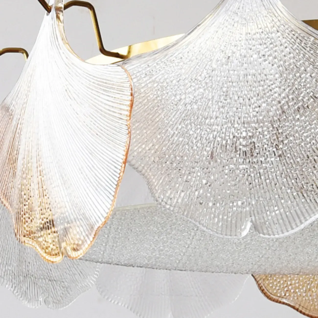 Modern Glass Leaf Shape Gold Semi Flush Ceiling Light