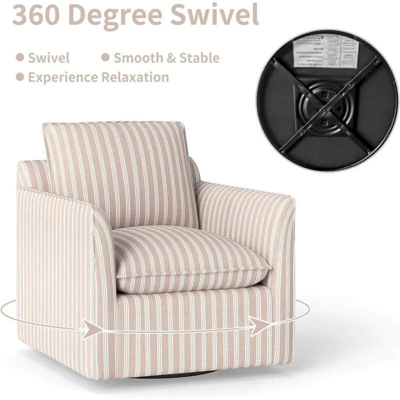 Swivel Accent Chair Swivel Barrel Reading Chair with Thick Padded Backrest Cushion