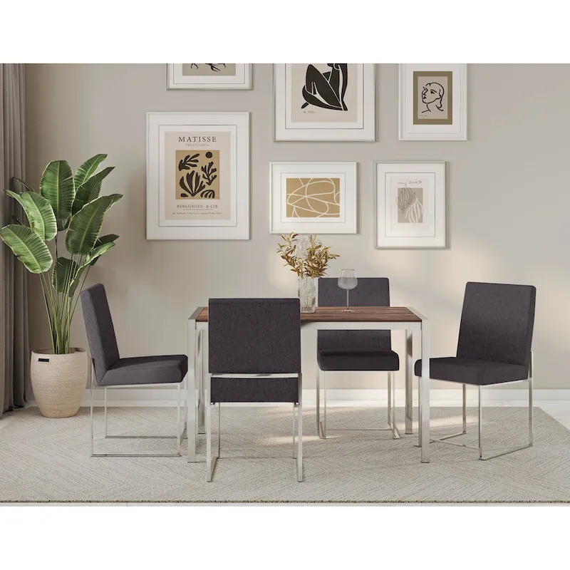 Silver Orchid Forrest High Back Stainless Steel Dining Chair (Set of 2)