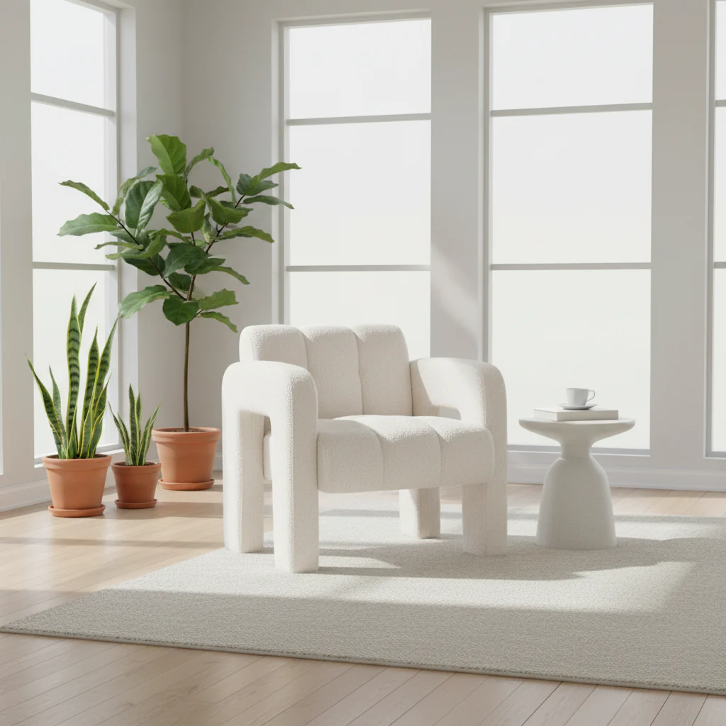 31.10 Wide Boucle Upholstered Accent Chair