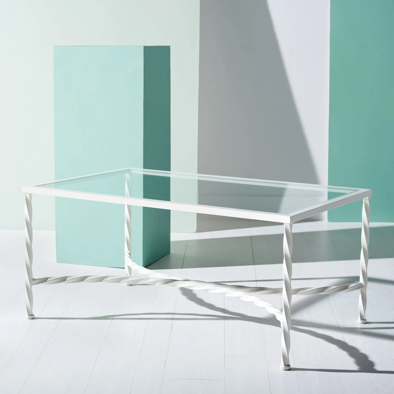SAFAVIEH Couture Sedighe Glass Coffee Table - 40 W x 24 D x 18 H - 40W x 24D x 18H