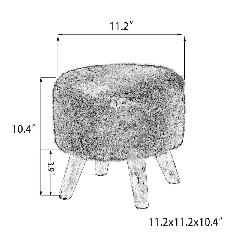 Adeco Modern Round Padded Upholstered Ottoman Footrest Stool