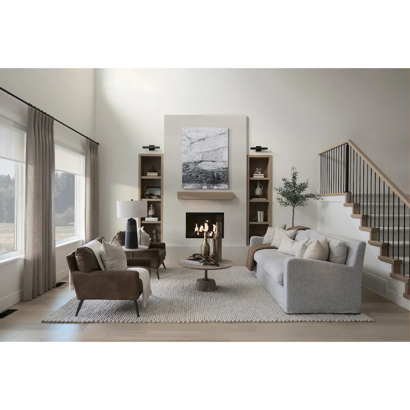 Maxwell Dark Brown Wood w/Black Metal Pedestal Round Side Table