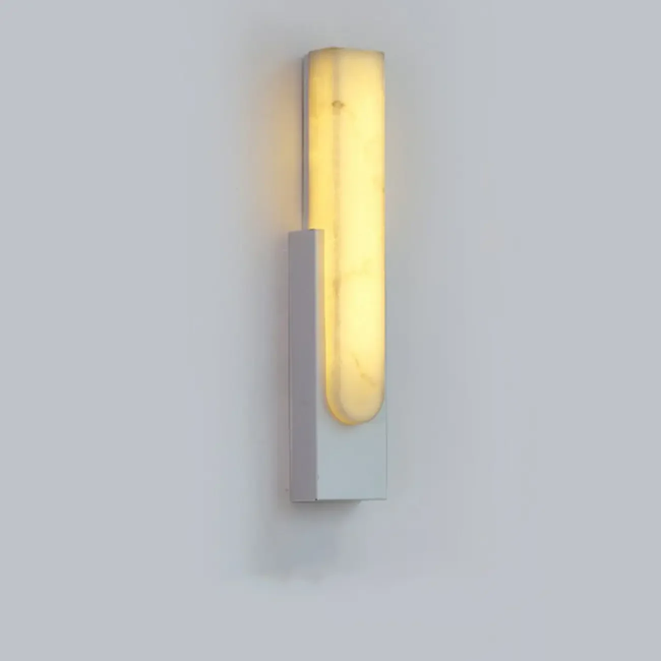 Modern White Stone Metal Wall Sconce Warm Light LED