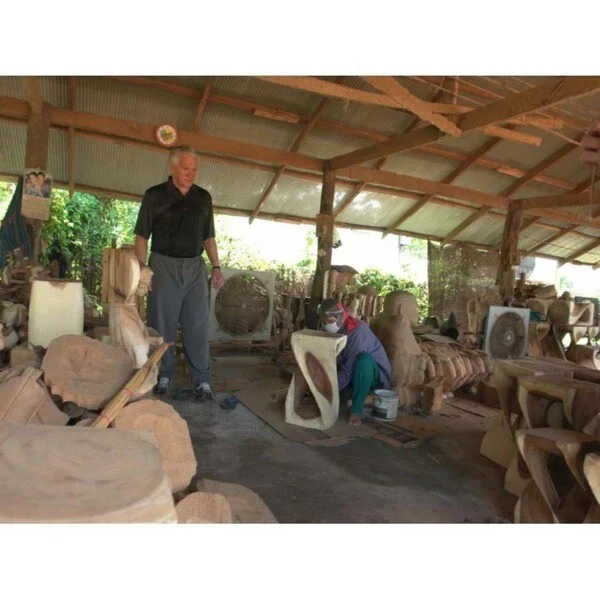 Haussmann Wood Double Twist Stool Table 14 in SQ x 30 in H Grey Oil - 14 x 14 x 30