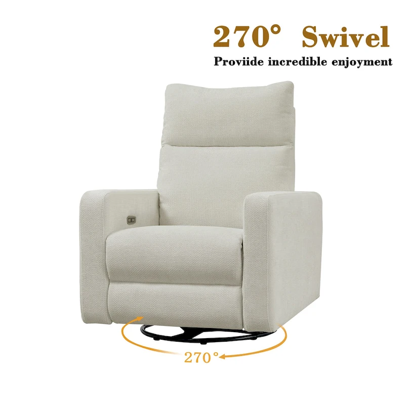 Olmas 33.5 W Power Swivel Glider Recliner with USB Charger Set Of 2