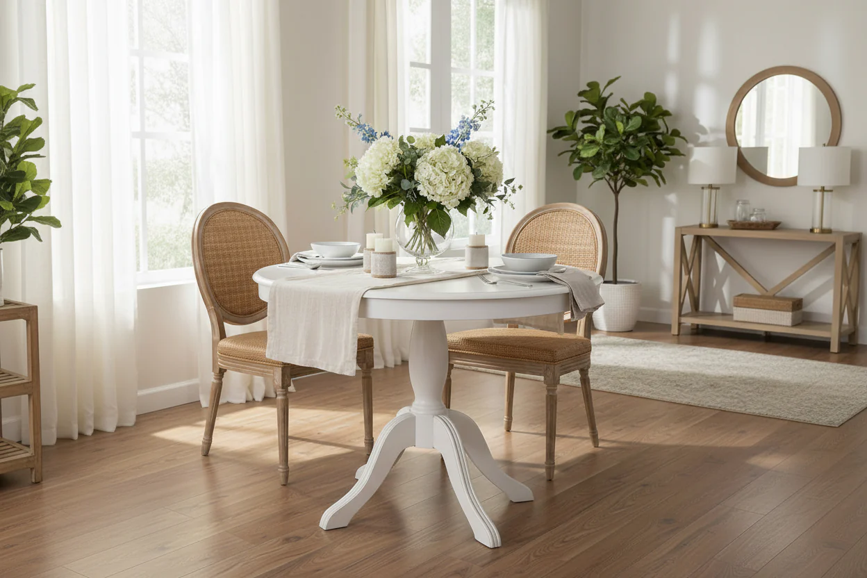 Round Solid Wood Pedestal Table