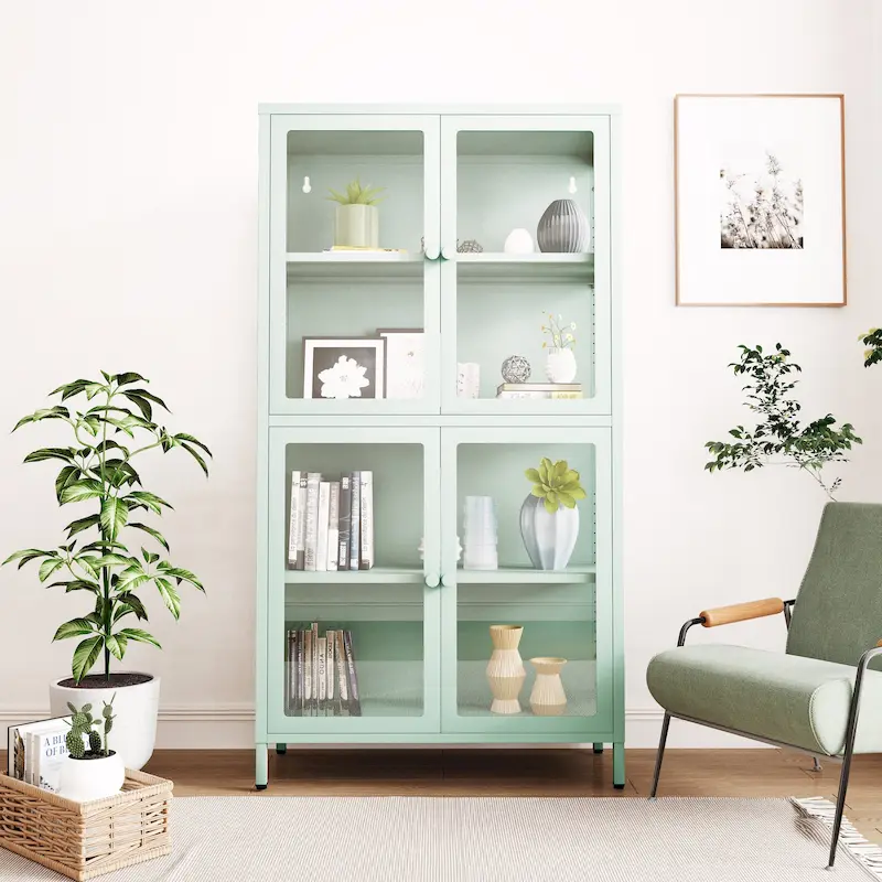 Four Glass Door Storage Cabinet