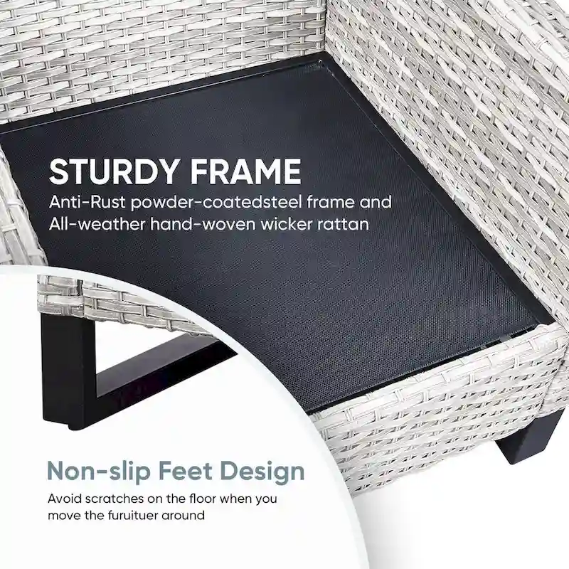 Patio Chairs Set of 2 PE Wicker Chairs - Light Grey