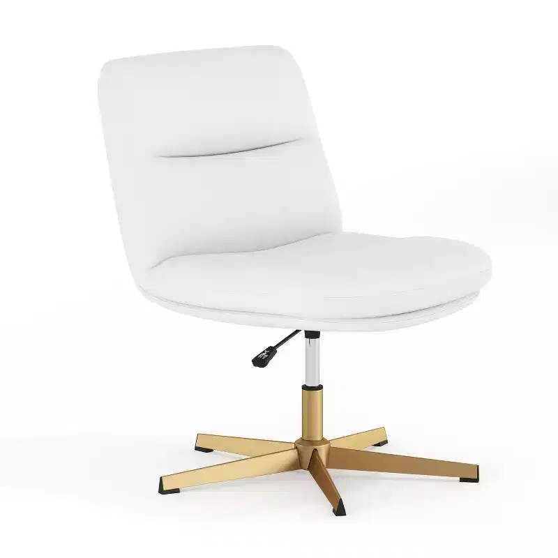 Merrick Lane Mid-Back Height-Adjustable Stationary Armless Swivel Office Chair - Padded Upholstered Wide Back and Seat, Strong Frame