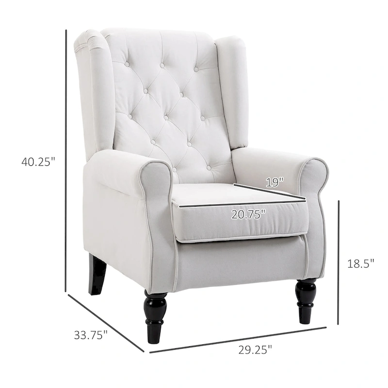 Cream White Modern 29.3  High Back Tufted Accent Chair with Wingback Design