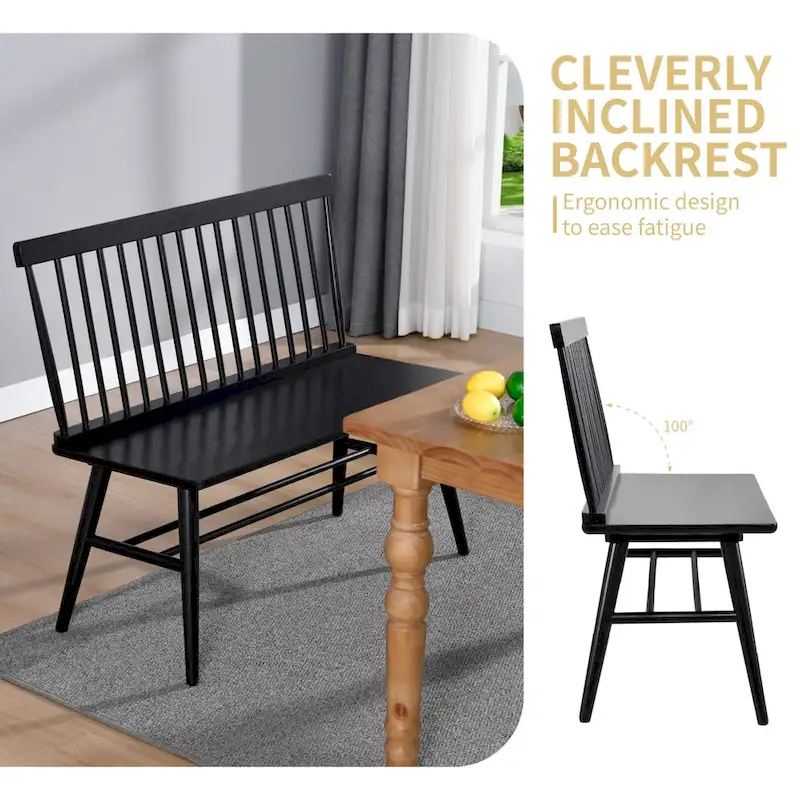 Entryway 40L Solid Wood Dining Bench with Spindle Back