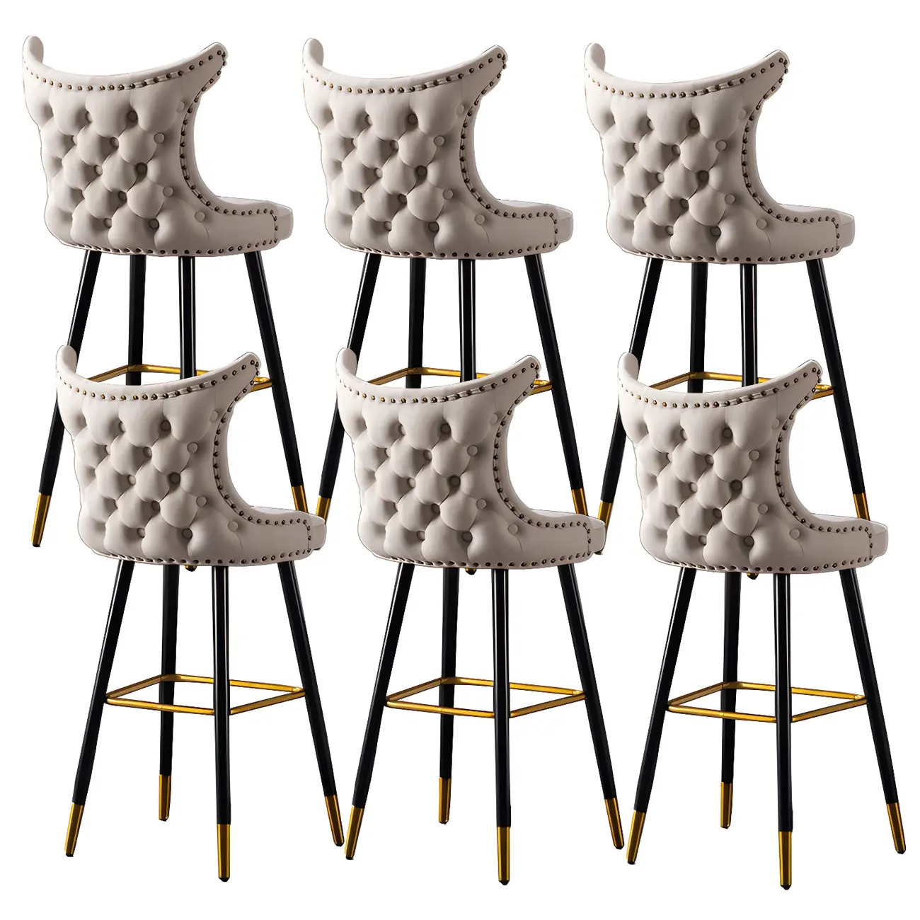 Velvet Upholstered Wingback Counter Height Bar Stools
