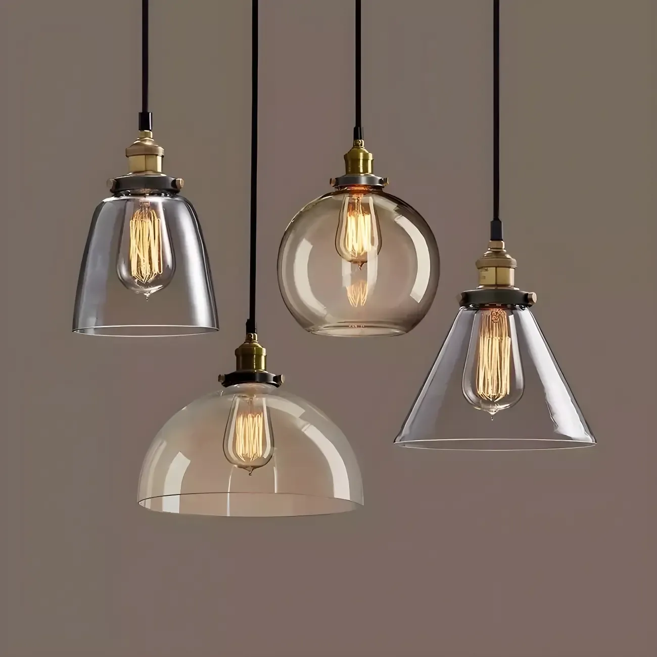 Industrial Geometric Clear Glass Lampshade Kitchen 1-light Pendant Light