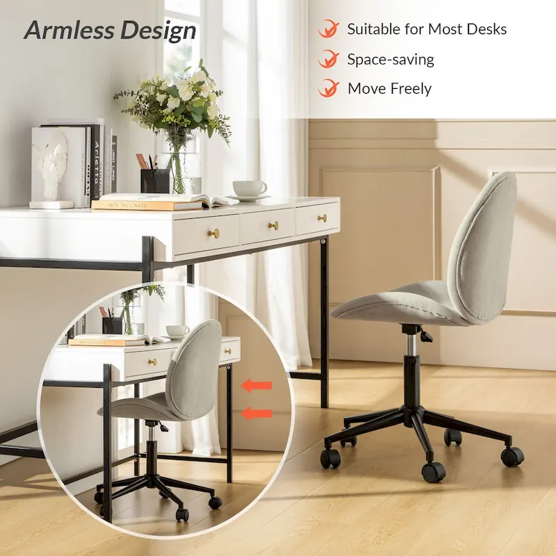 Ines Modern 0ffice Chair 360Whirling Armless With Metal Base by HULALA HOME